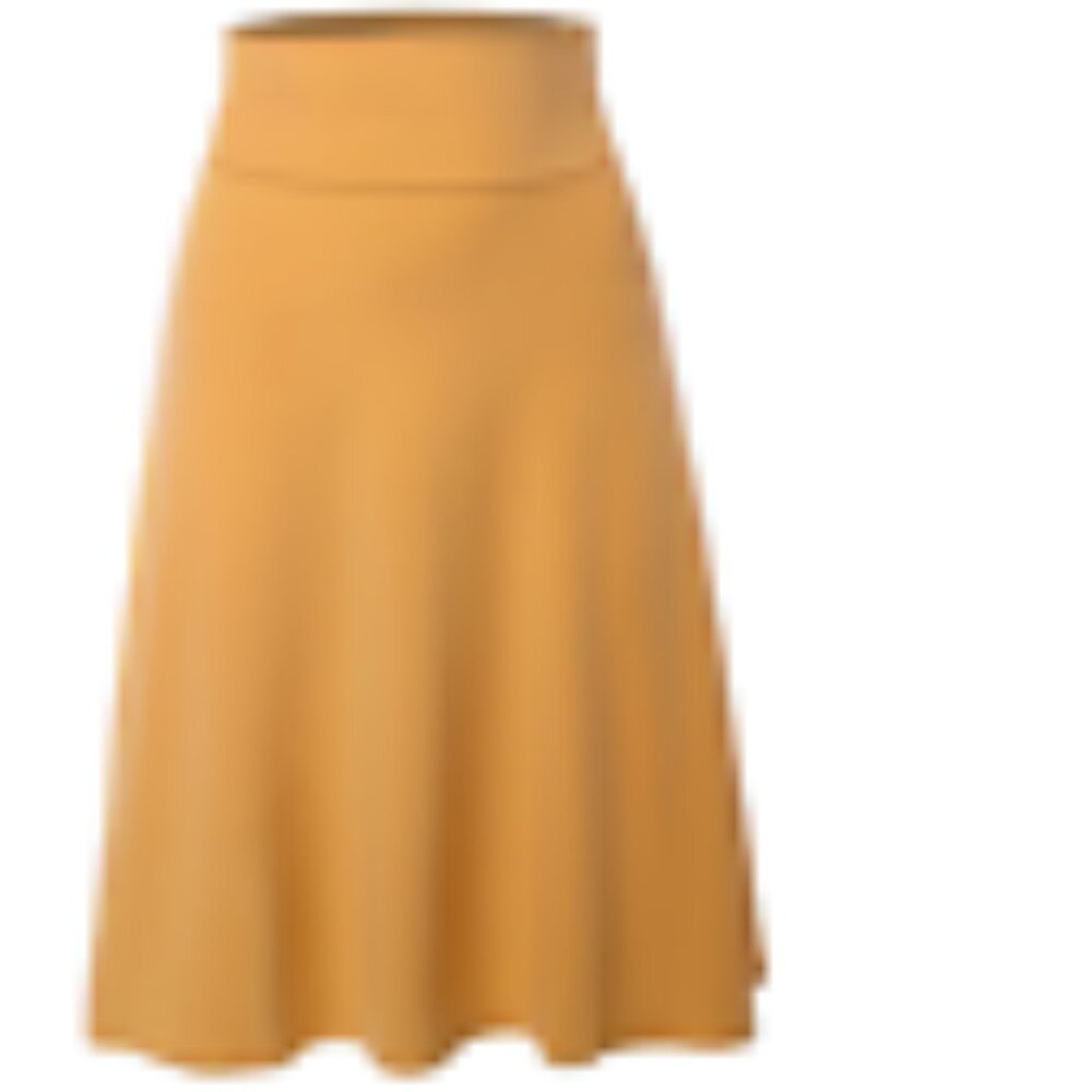 ZENANA ITY FOLD OVER WAIST BAND A-LINE FLARED SKIRT S-M-L-XL LT MUSTARD
